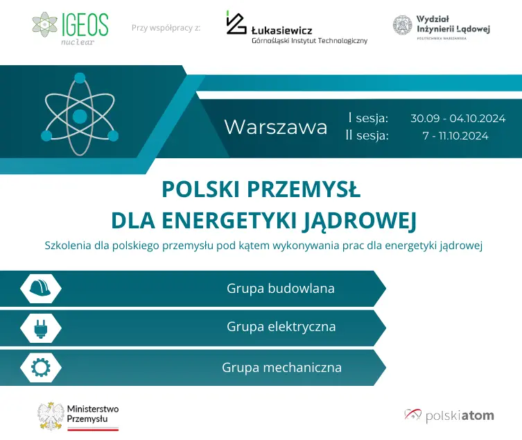 Polski przemysł dla energetyki jądrowej - szkolenia dla polskiego przemysłu pod kątem wykonania prac dla energetyki jądrowej