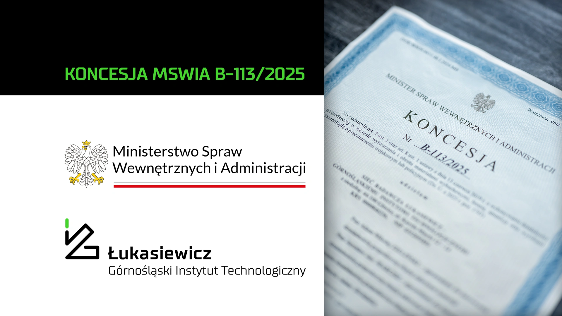 Koncesja MSWiA B-113/2025