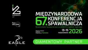 A graphic announcing EAGLE Sp. z o.o.’s participation as a Diamond Partner at the 67th International Welding Conference